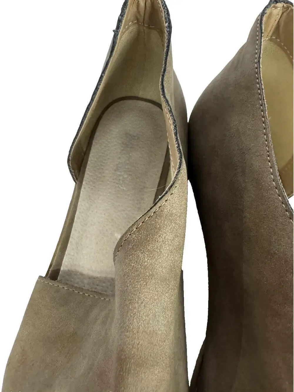 (RC) Women’s Taupe Suede Slip On Flats Low Heel Almond Toe Casual Comfort 10
